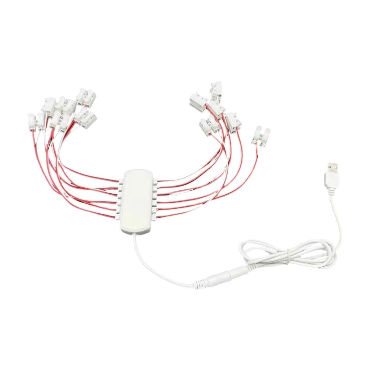 Fuente de Alimentación para Mini Lámparas Cableado Modelo Distribuidor Led USB Material PP Adecuado para Modelos Constructivos, Dioramas, 12 Puertos