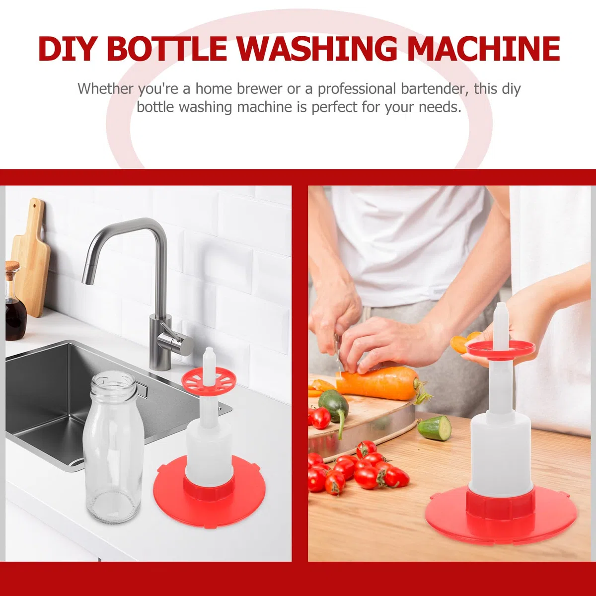 Enjuagadora de Botellas y Vasos para Elaboración Casera, Dispositivo Compacto Manual para Limpieza de Botellas de Vino y Cerveza en Uso Doméstico y Profesional