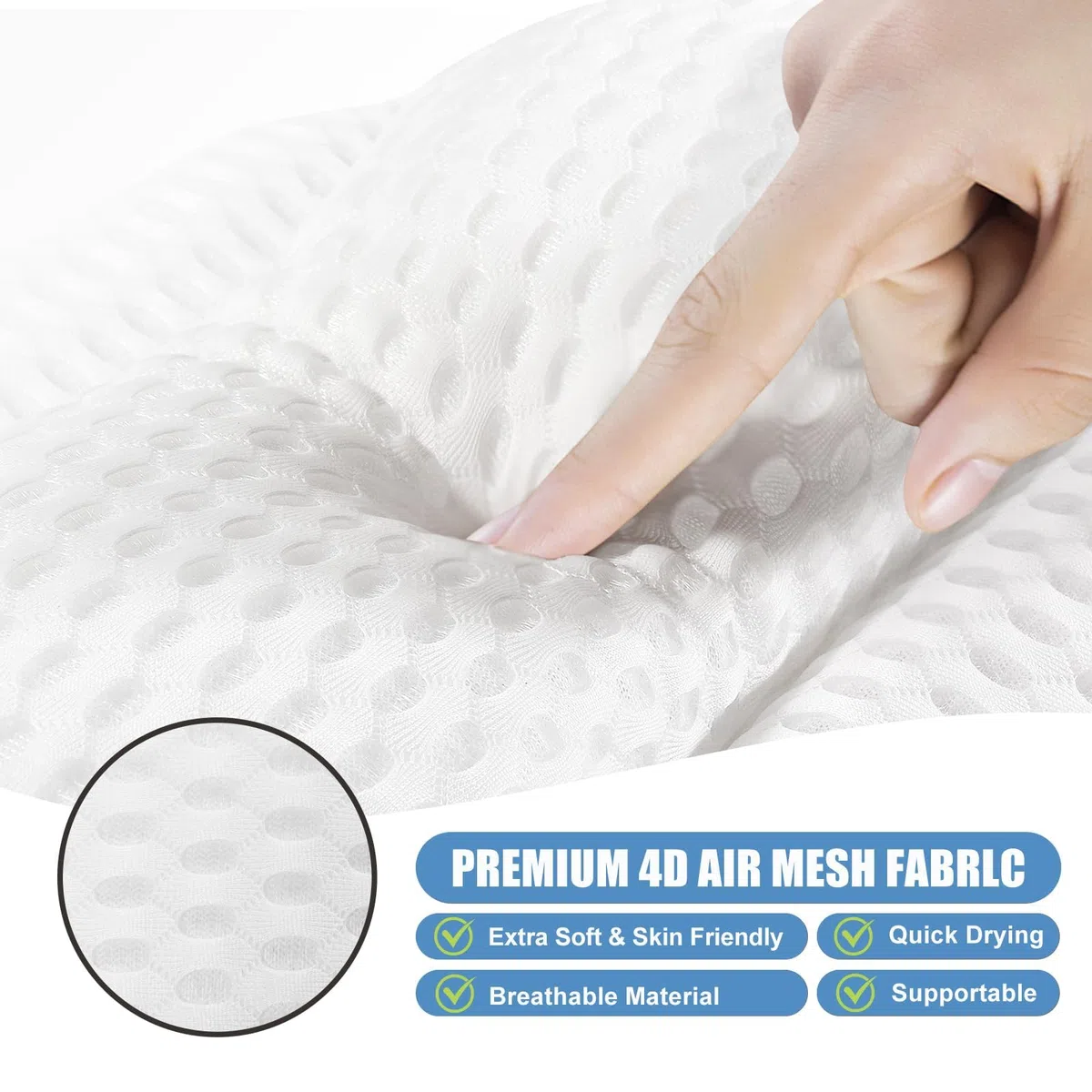 Almohada Bañera Antideslizante de Espuma Viscoelástica para Adultos con 6 Ventosas y Tejido de Malla 4D