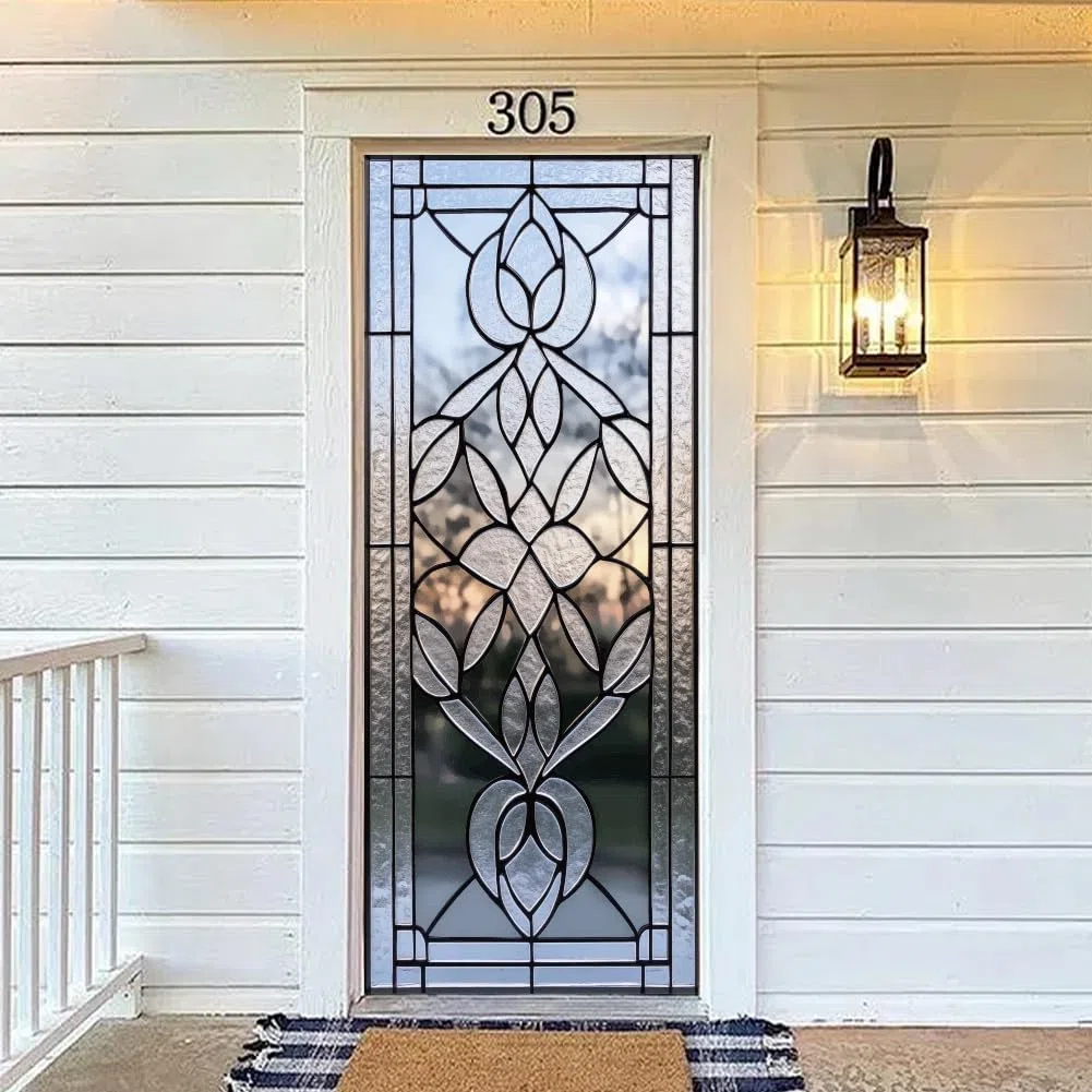 arricraft 2 piezas de vinilo adhesivo para puertas, 80 cm x 200 cm adhesivo de puerta de vidrio pintado 3D con flores, papel pintado de PVC removible, decoración para dormitorios y salas de estar