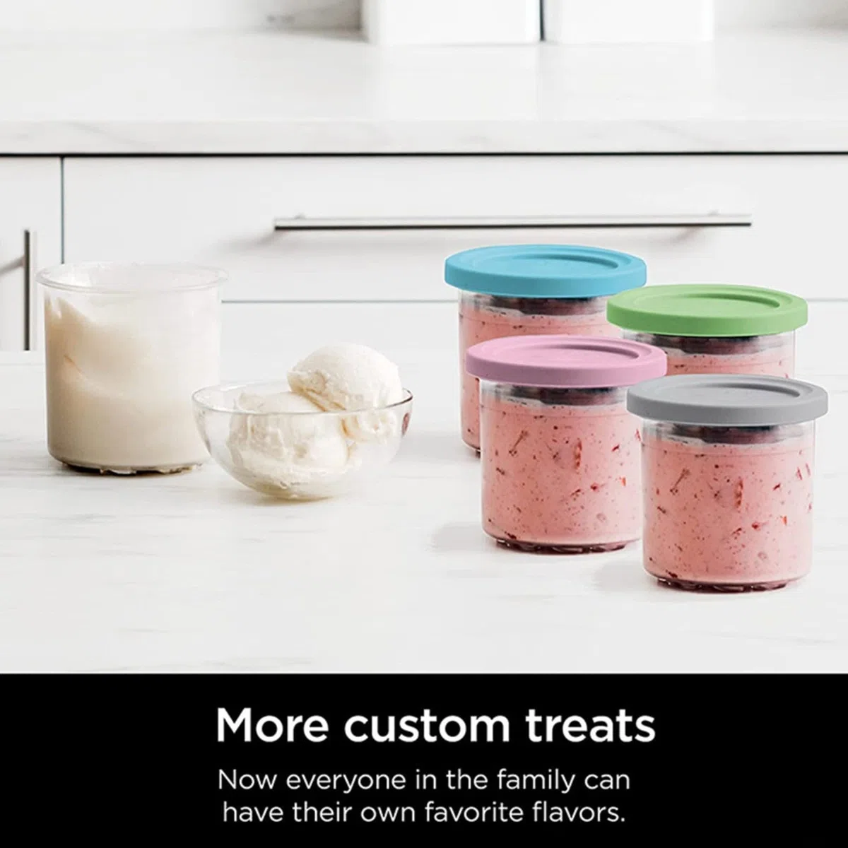 Vasos de helado compatibles con Ninja, para la serie NC300 y NC299AM, paquete de 4 pintas reutilizables con tapas, para Creami Deluxe, recipientes de postre de plástico (paquete de 4
