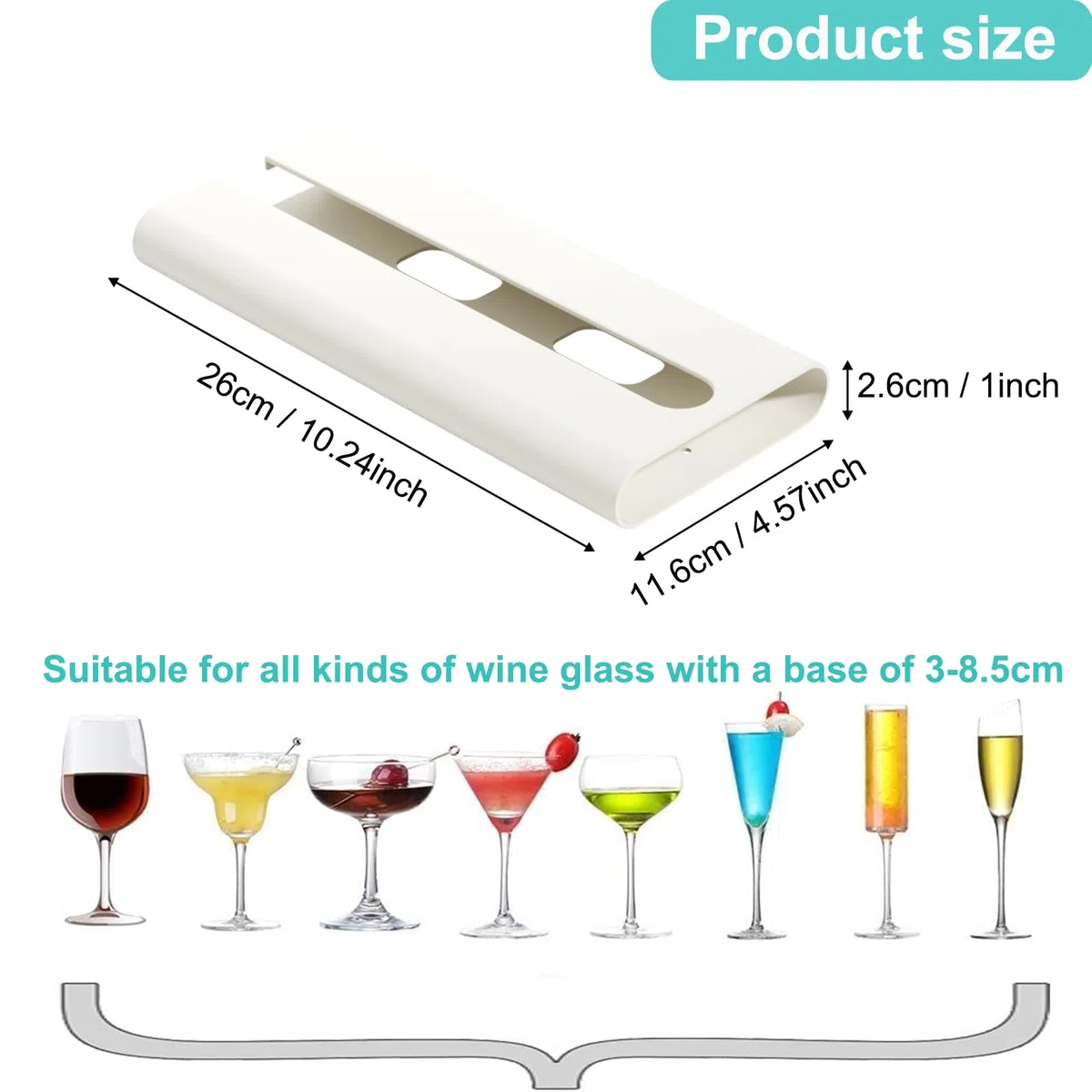 4 Piezas Soporte para Copas de Vino Colgante Colgador Copas Sin Taladrar Estante Copas Vino Debajo Gabinete Estante para Colgar Copas Cuelga Copas para Bar Cocina Restaurante (Blanco)