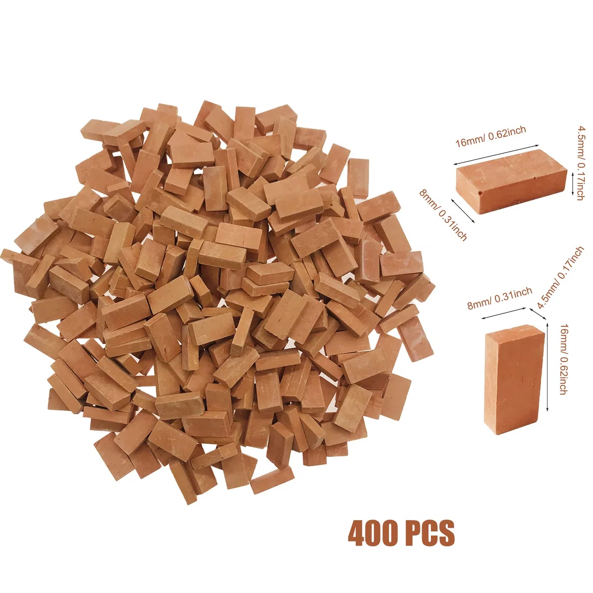 Cayway 400 Pz Mini Ladrillos en Miniatura, Rojo 1:16, Modelo para Decoración de Mini Jardín