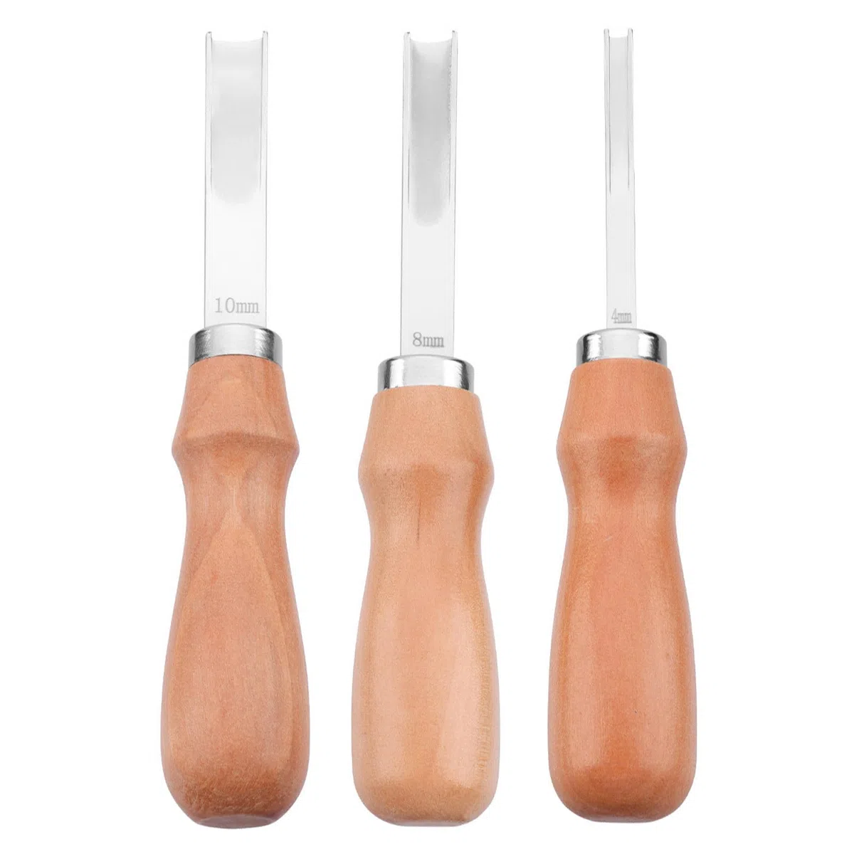 Herramienta Manual para Recortar Bordes de Cuero Cuchillos de Biselado de Acero al Carbono y Mango de Madera, 3 Piezas para Bricolaje y Artesanía