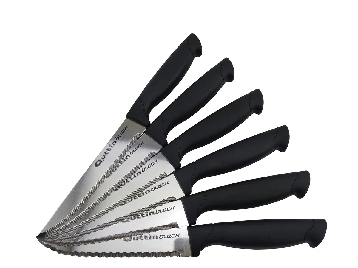 Quttin Black Set 6 Cuchillos Chuleteros 11cm