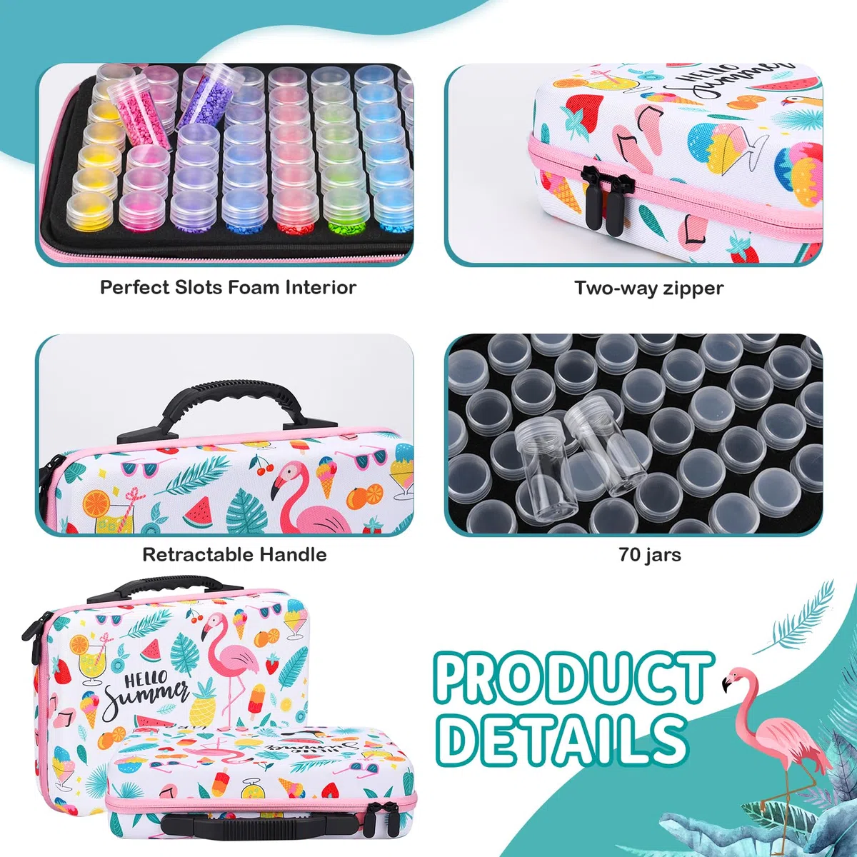 Diamond Painting Kit Completo,70 Ranuras para Contenedores de Almacenamiento de Pintura de Diamante,Ranuras Diamond Painting Accesorios,Tarros a Prueba de Golpe,para Diamantes,Joyas
