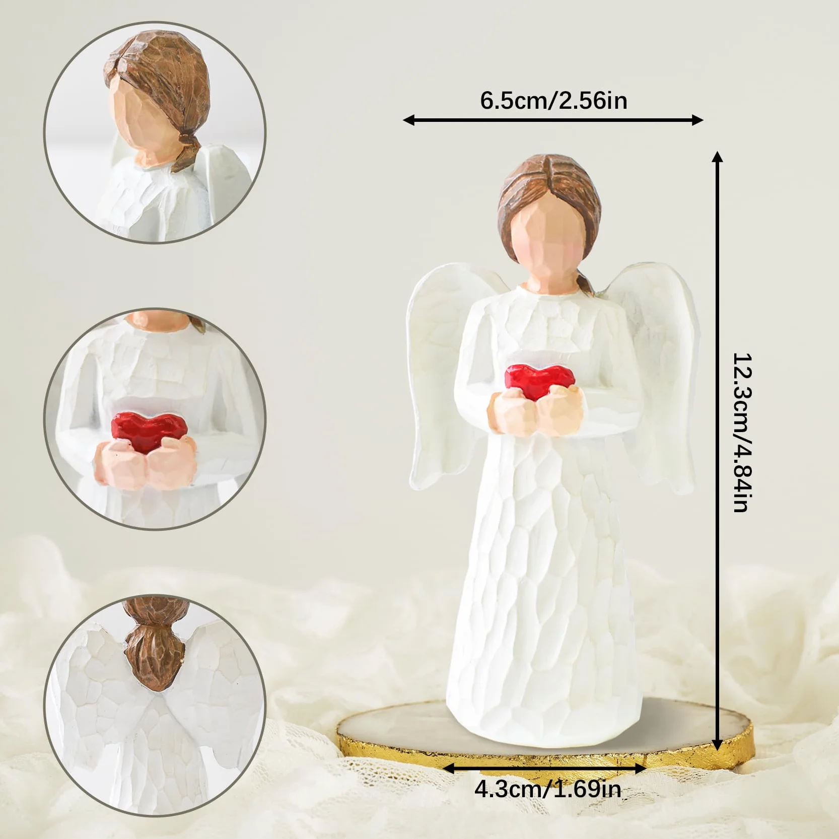 Ángel de la Guarda Regalos para Mujeres, Ángel Ornamento Figuras y Estatuas, Resina Mano Corazón Ornamento para Acción de Gracias Navidad Decoración del Hogar Ornamento Regalos Memorial