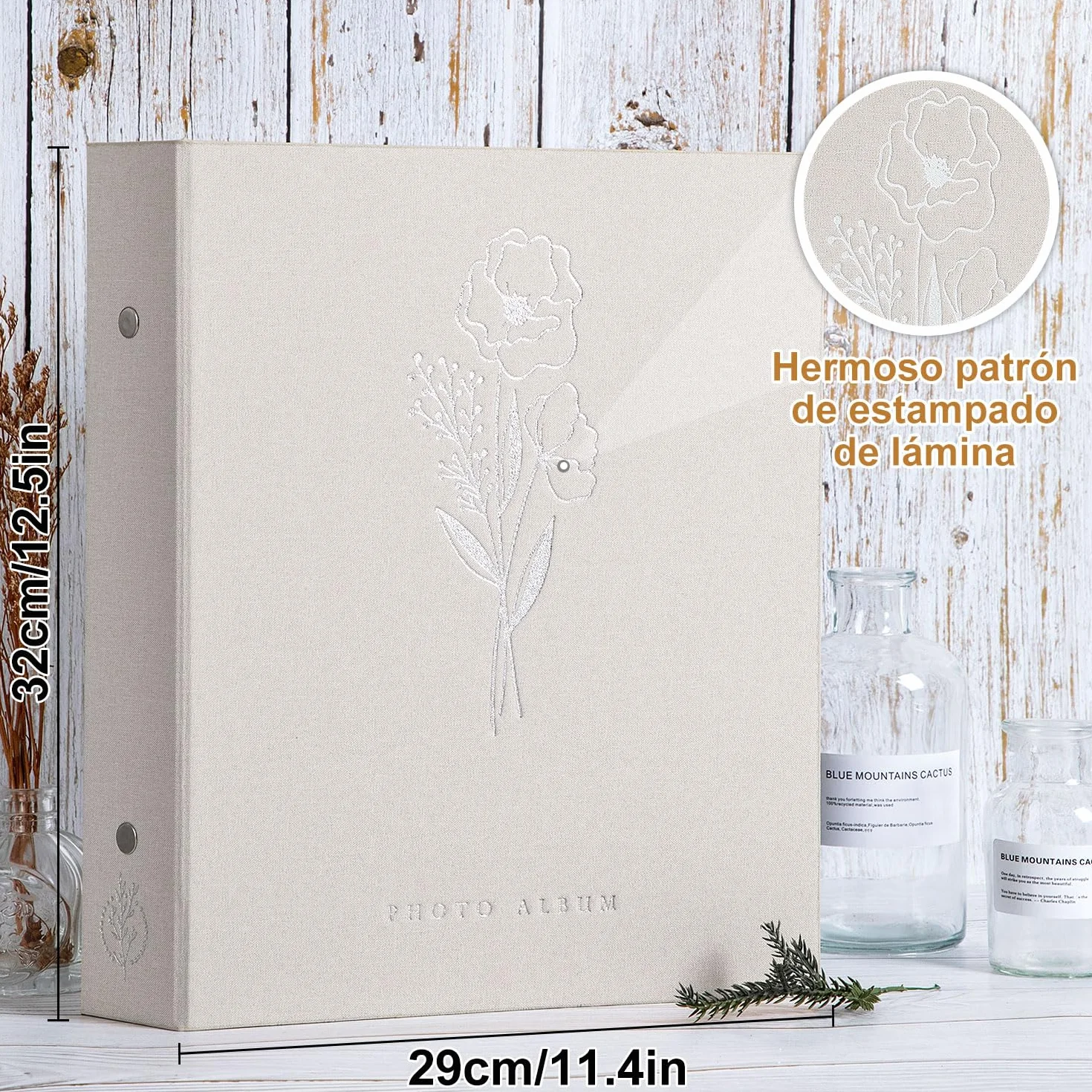 Lanpn Álbum de fotos de 11x15 11,5x15 cm 400, exquisito juego de libros de fotos de lino, cada álbum tiene capacidad para 400 imágenes horizontales y verticales solo para niños y niñas (beige)