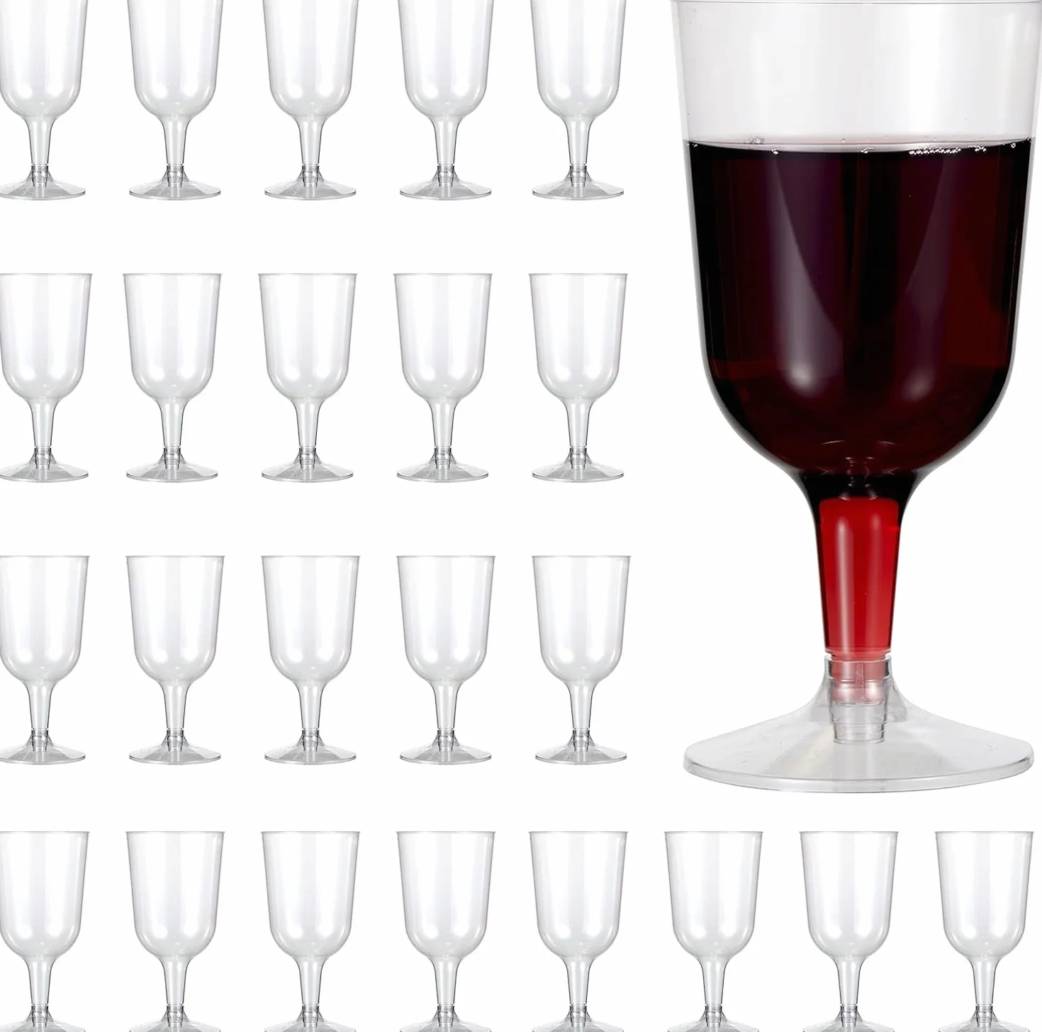 Copas de vino reutilizables, 20 unidades, para camping, bodas, cumpleaños, fiestas, pícnic