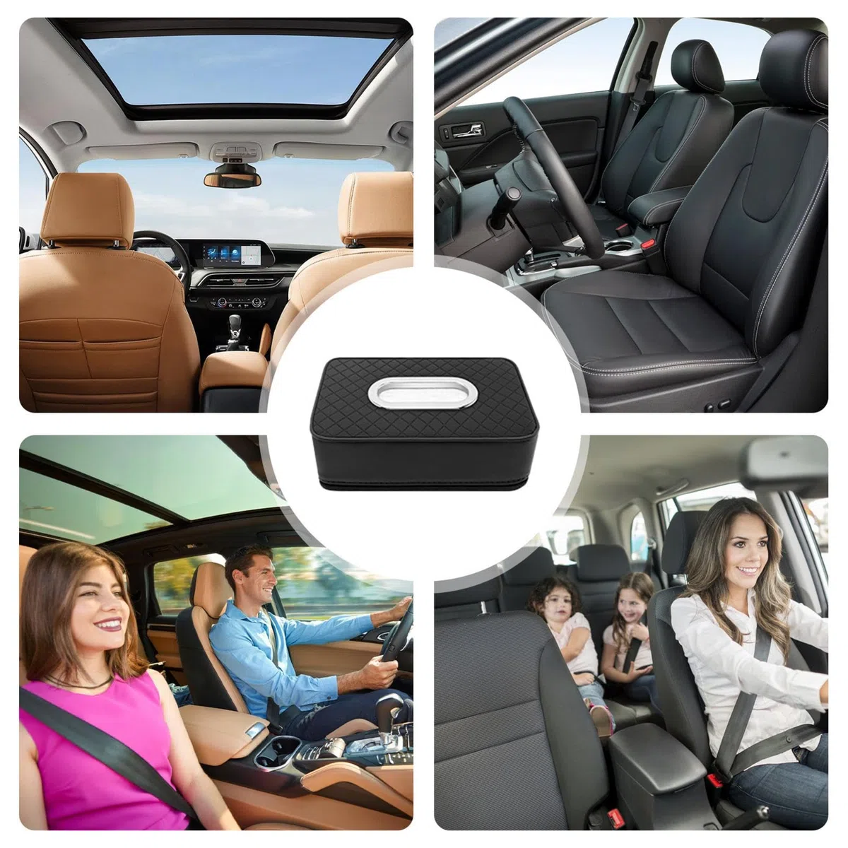 Soporte para pañuelos de coche | Servilletero - Funda para pañuelos de asiento trasero, servilletera, caja de servilletas para coche, organizador de visera de coche, cremallera exquisita, ajustable
