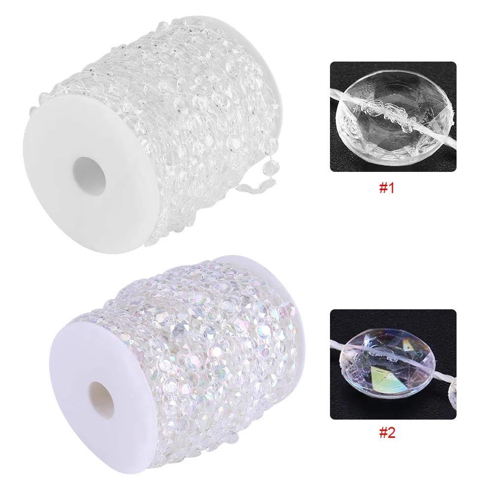 Tyenaza Guirnalda de Cuentas de Cristal en Rollo, Cortina de Cuentas de Acrílico, Hebras Decorativas para Bodas, Fiestas, Celebraciones y Decoración de Árboles, 30 m (2#)