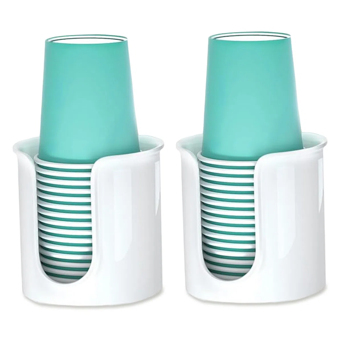 Dispensador de vasos de baño para enjuague bucal, 2 unidades, 2,8 x 3,4 pulgadas, portavasos de baño, dispensador de vasos de papel de plástico blanco, dispensador de vasos multiusos para oficina, sal