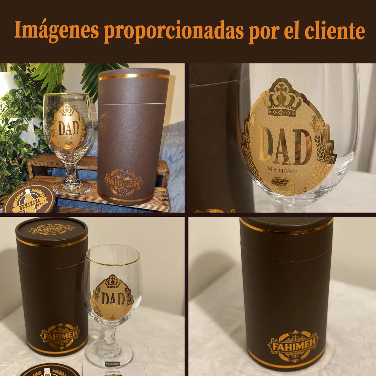 FAHIMEH Regalo Papá, Regalos Dia del Padre Cumpleaños Aniversario Navidad Jarra de Cerveza, de Hijos e Hijas Originales Ideas Hombres Presentes con Posavasos, 400ml