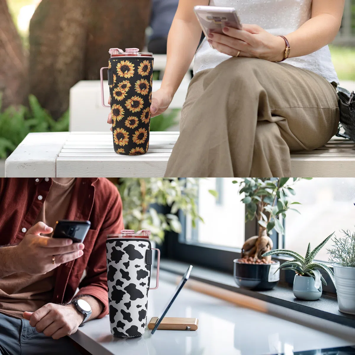 kwmobile 2X Funda para Vaso Termico - para Termo o Vaso de Café de Térmico de 1,18 L / 40 oz - Cobertor de Neopreno -