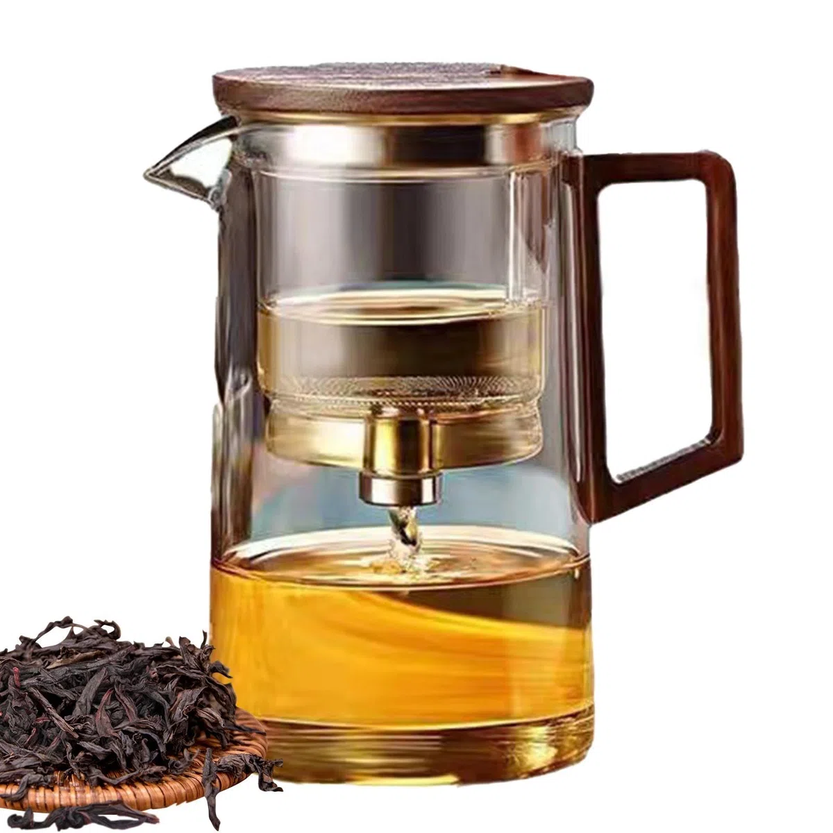 con infusor – con colador de vidrio para separación de agua, mágica ergonómica para lavavajillas, transparente de un toque para té de flores y té verde