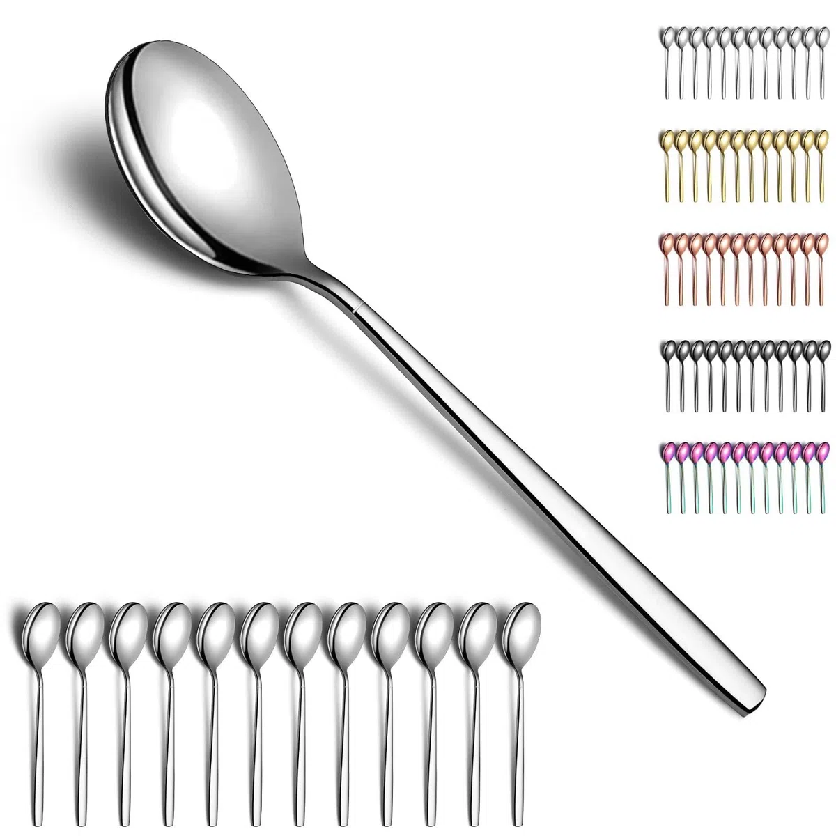 Berglander cucharas de sopa 12 piezas, Mesa moderna de acero inoxidable Cuchara, cuchara de cena, ideal para el hogar, restaurante, hotel, boda y fiesta, apto para lavavajillas