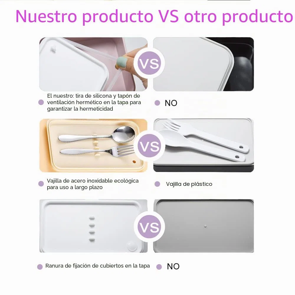 Binoster Fiambrera bento box original Lunch Box Lunchbox Caja de Almuerzo contenedor Bundle Divider Estilo japonés a con acero inoxidable Utensilios cuchara y tenedor (Rosado)