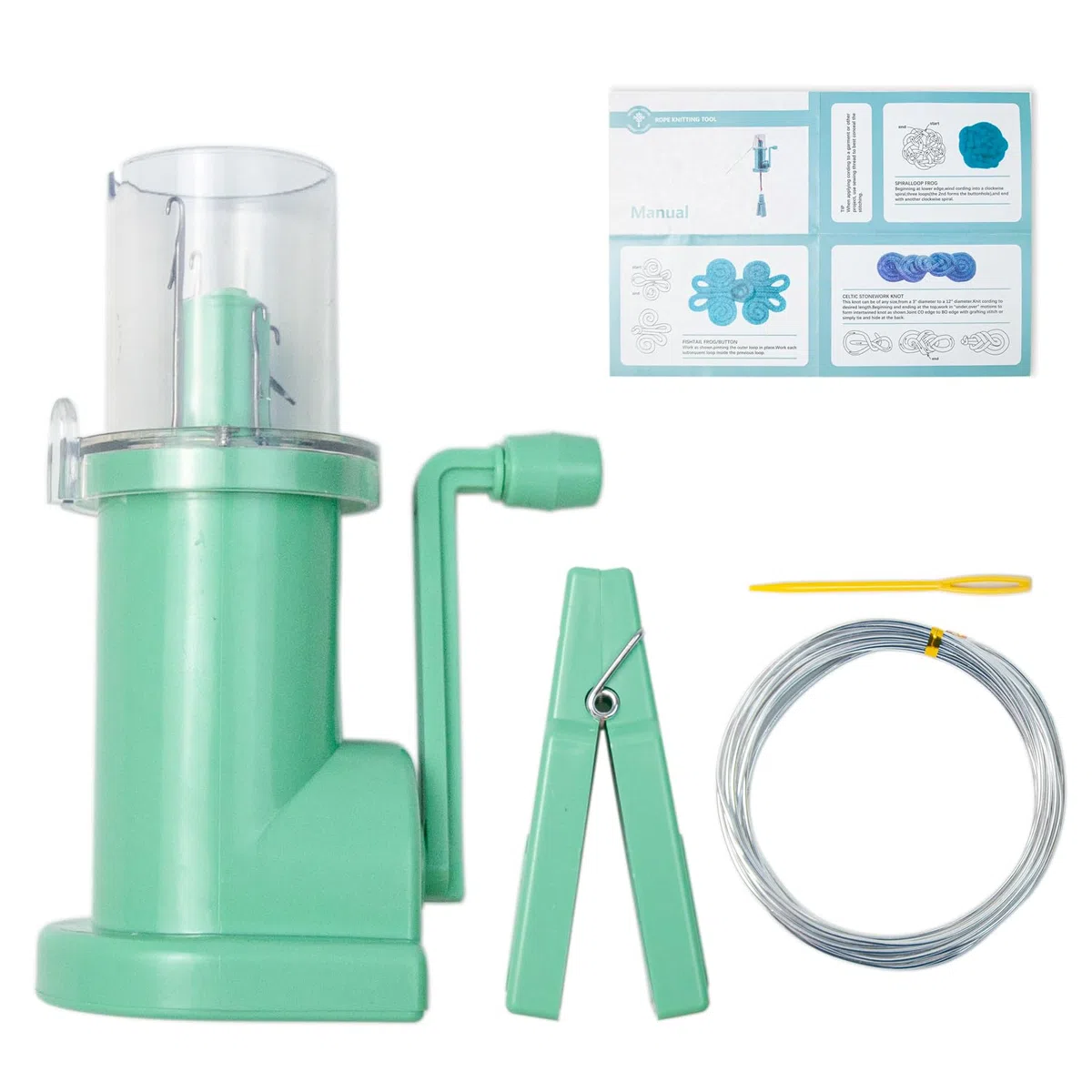 ieron Carrete de mano tejedor tejedor máquina de tejer para el hogar con línea de moldeo de 5 m para manualidades, herramienta de tejer de costura