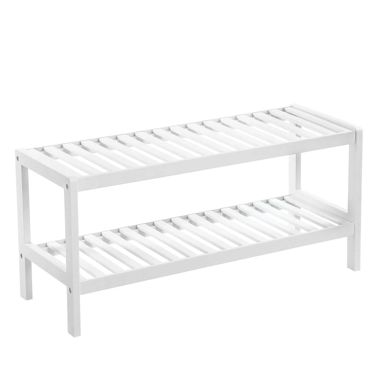 SONGMICS Zapatero de Entrada, 2 Niveles, Estante para Zapatos de Madera de Bambú, Delgado, para Salón Pasillo Dormitorio Baño, 26 x 70 x 33 cm, Blanco LBS02WT