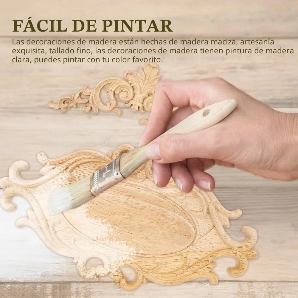 6 Piezas Molduras de Madera Aplique Tallado, Decorativas de Madera, Esquinas, para Muebles y Armarios 26 * 15 cm 12 * 12 cm