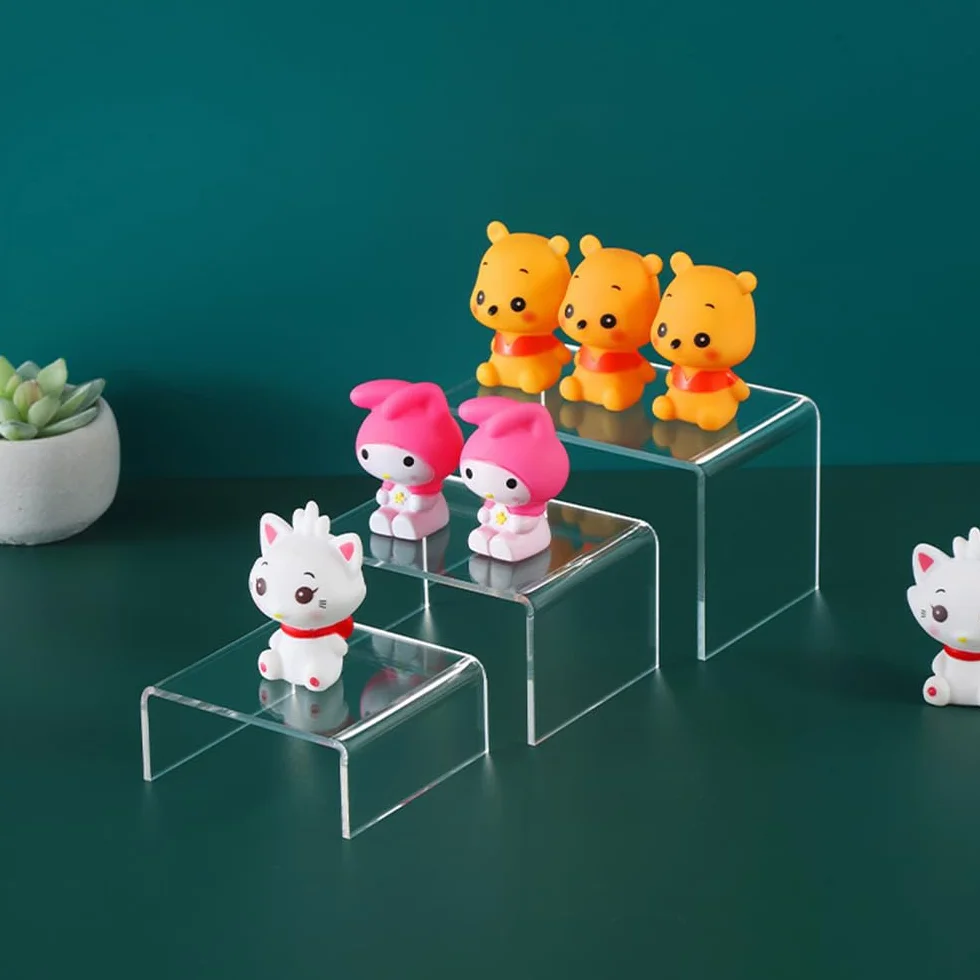 6 Piezas Riser Clear Small Elevadores de Exhibición de Acrílico, Acrylic Decorator Stand Shelf, Expositor Metacrilato para Exhibir Joyería Decoraciones de Postres de Magdalenas, 3 Tamaños