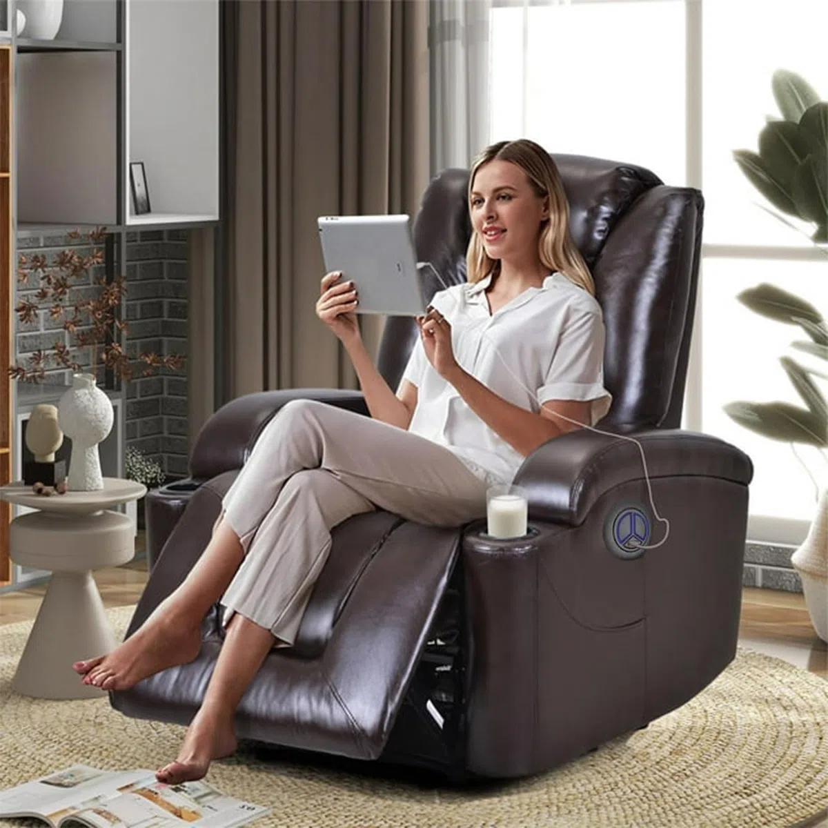5 Pines Controlador Interruptor Eléctrico con USB y 2 Botones para Silla Reclinable, Soporte Universal Sofá Control Manual Redondo Eléctrico, Reemplazo para Sillón Reclinable o Elevador Fijo