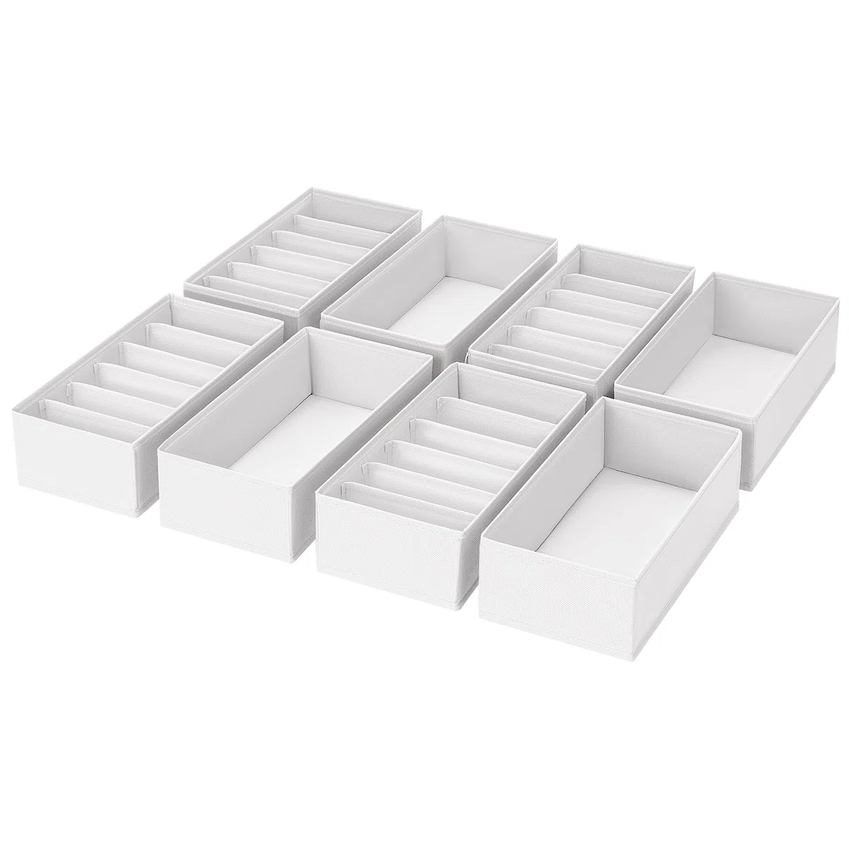 DIMJ 8 Piezas Organizador de Cajones Armarios - Separadores de Cajones para Ropa Interior no Tejido, Caja Plegable Cajas Organizadoras para Calcetines, Ropa Infantil, Corbatas, Blanco