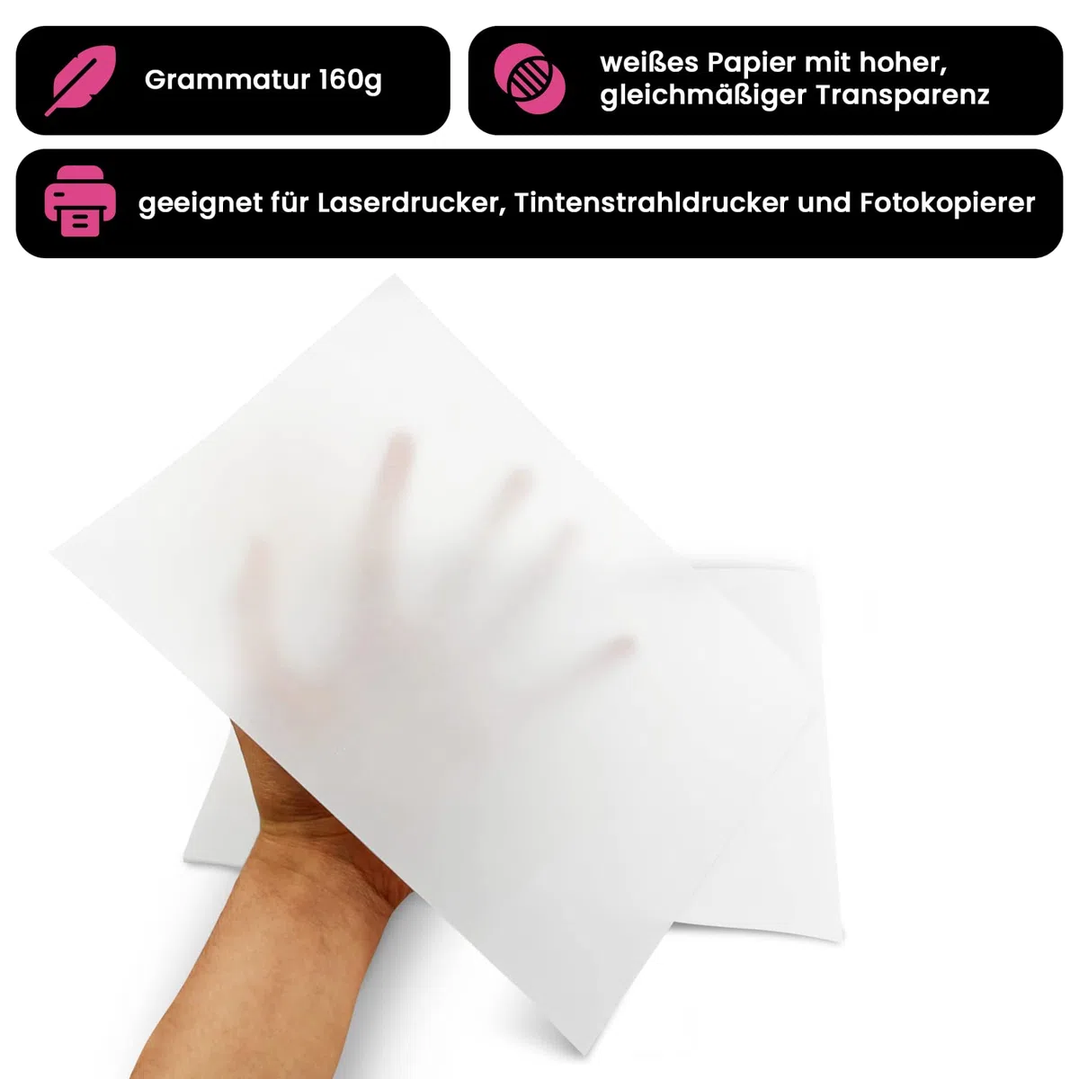 Netuno 50 hojas de papel vitela blanco A4 210 x 297 mm 160g Golden Star papel de rastreo calco transparente para transfer impresión dibujo bocetos caligrafía invitaciones animación tarjetas bodas
