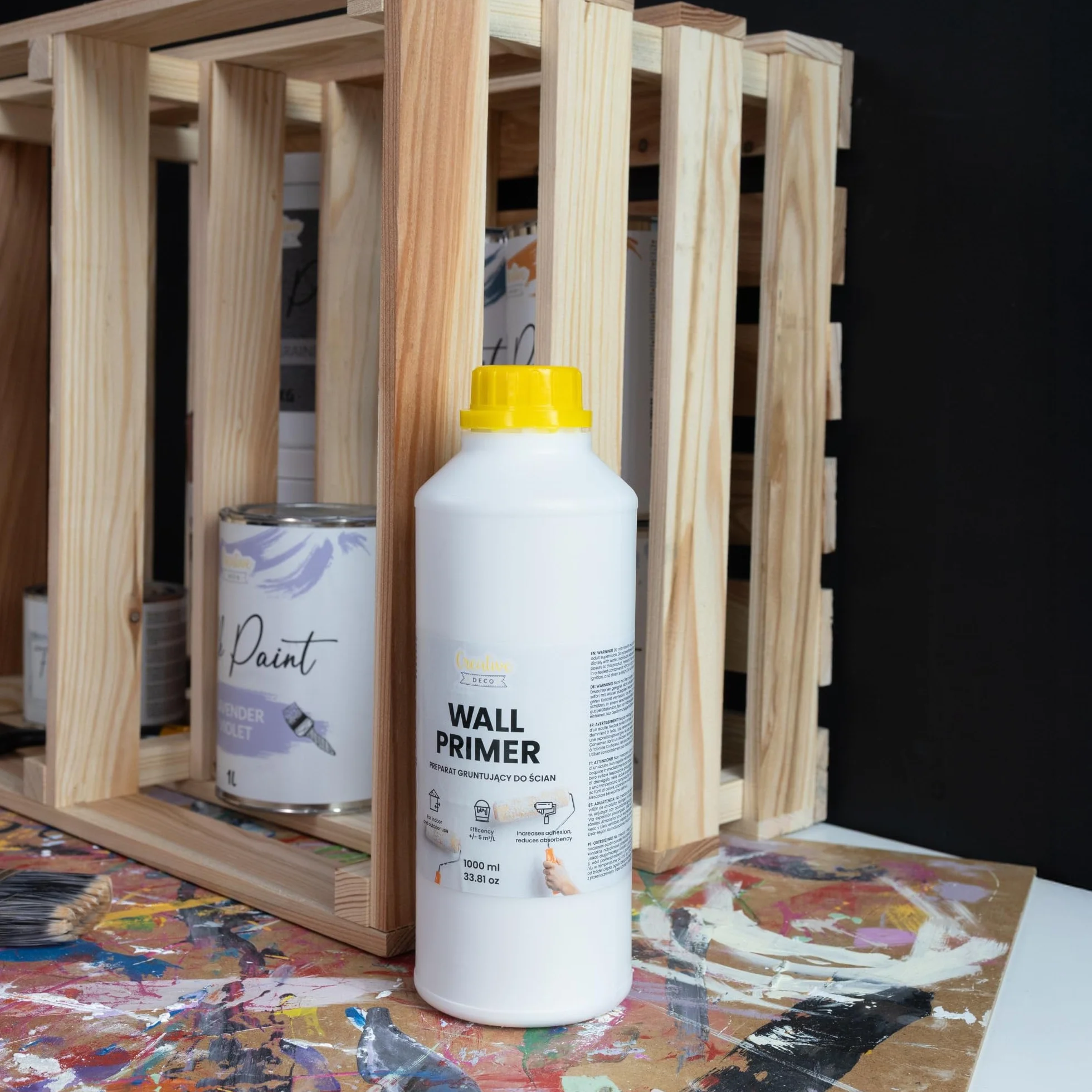 Creative DECO Imprimación de Pintura 1L Blanca | Primer Fijador Paredes y Techos | Eficacia 5m2 | Alta Adherencia | Bloqueador de Manchas | Secado Rápido | Sin Disolventes | Fácil Aplicación
