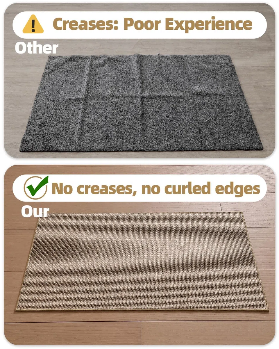 Color&Geometry Felpudo Interior 43 x 76 cm, Alfombra Delgada Antideslizante para Interior, Alfombra Trenzada estructurada, Alfombra Que Absorbe Agua y atrapa el Sucio, Beige Oscuro
