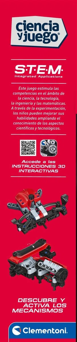 Clementoni - Mechanics - Coche de Carreras - Laboratorio de mecánica - Ultrarápido - Kit con mas de 370 Piezas - con mecanismos de piñón y Cremallera y dirección - A Partir de 8 años - 55624
