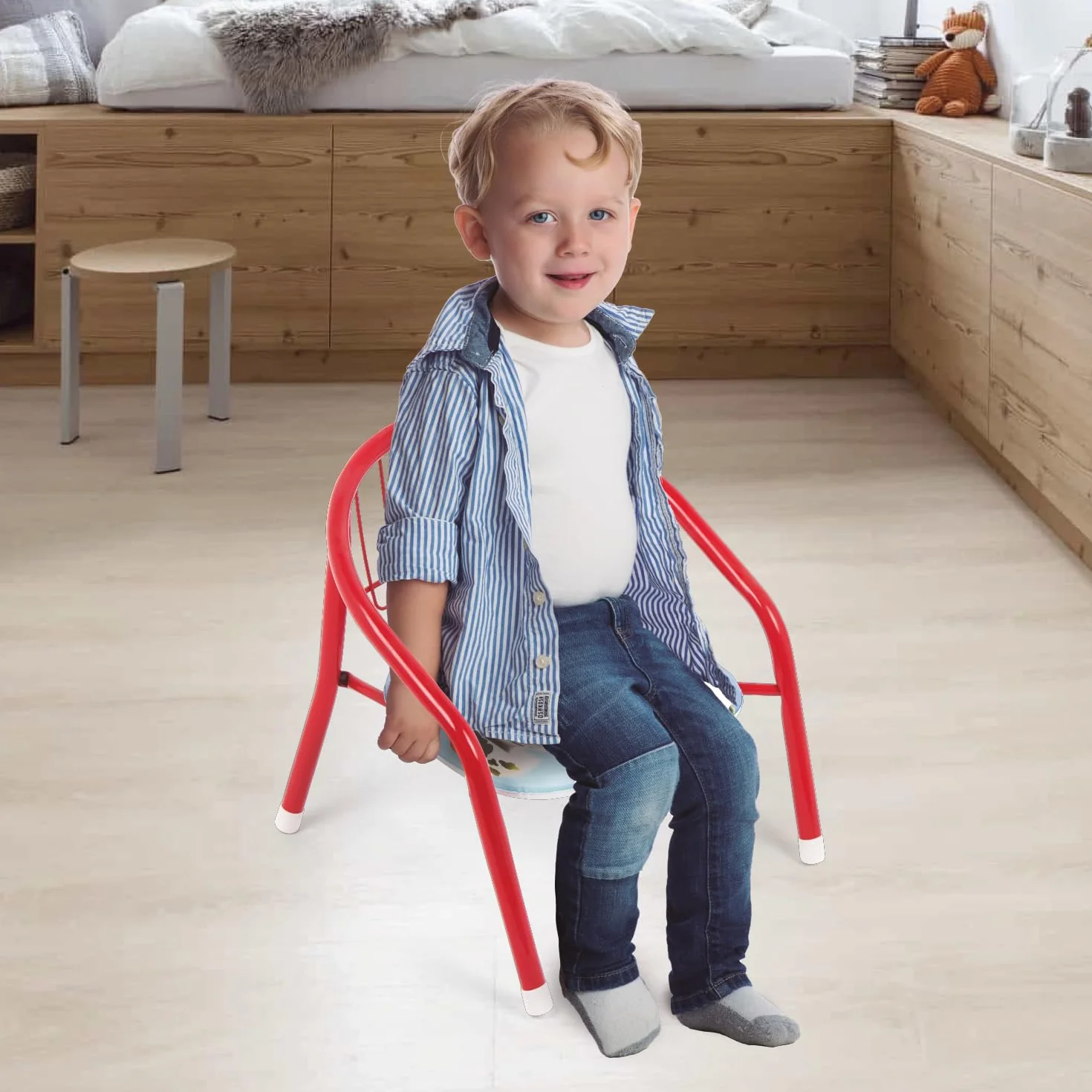 ARDITEX Silla Infantil Patrulla Canina, Silla Metal 35,5 x 30 x 33,5 cm Roja