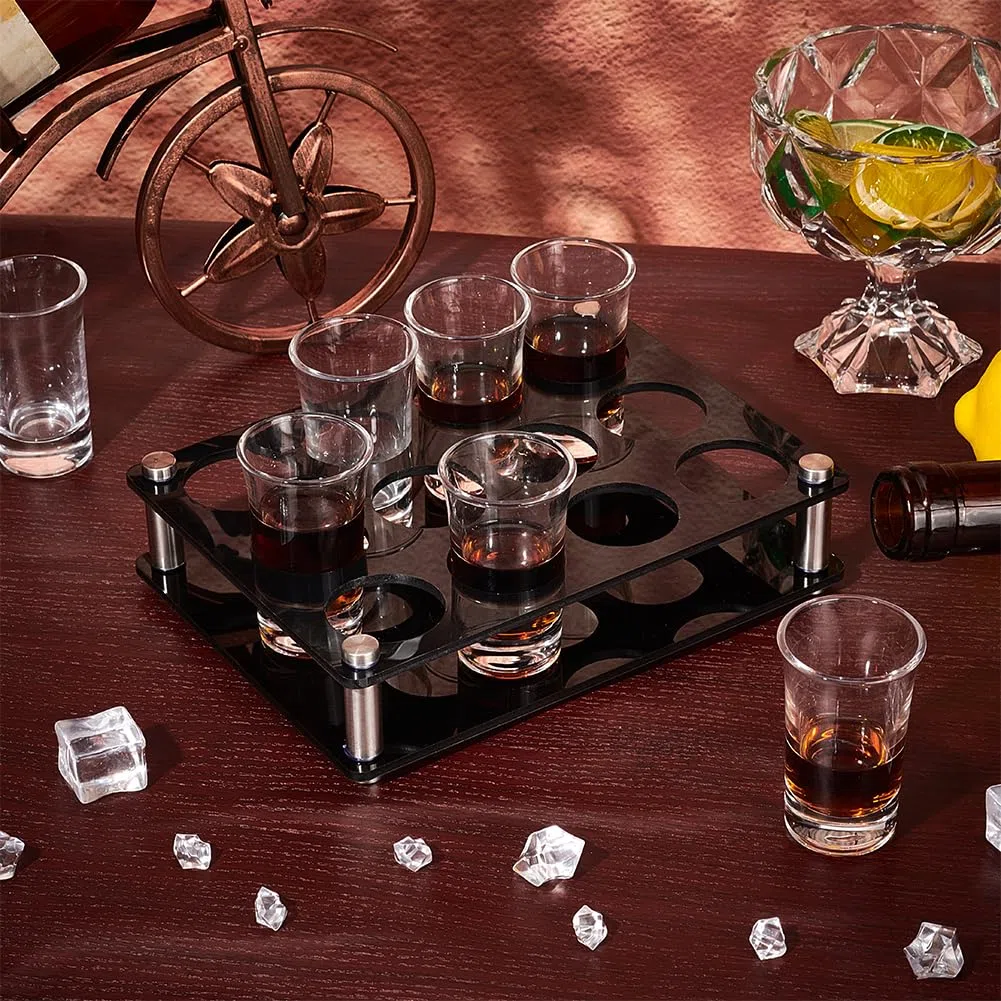 UNICRAFTALE Bandeja porta vasos de chupito de acrílico – Soporte organizador para copas de vino negras