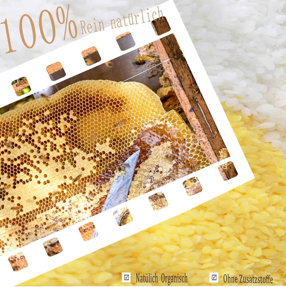 Cera de Abeja, Cera de Abeja para Hacer Velas, Pellets de Cera de Abeja Orgánica para Hacer Pintalabios Caseros(200G/1KG) (Amarilla 1000G/2.2LB)