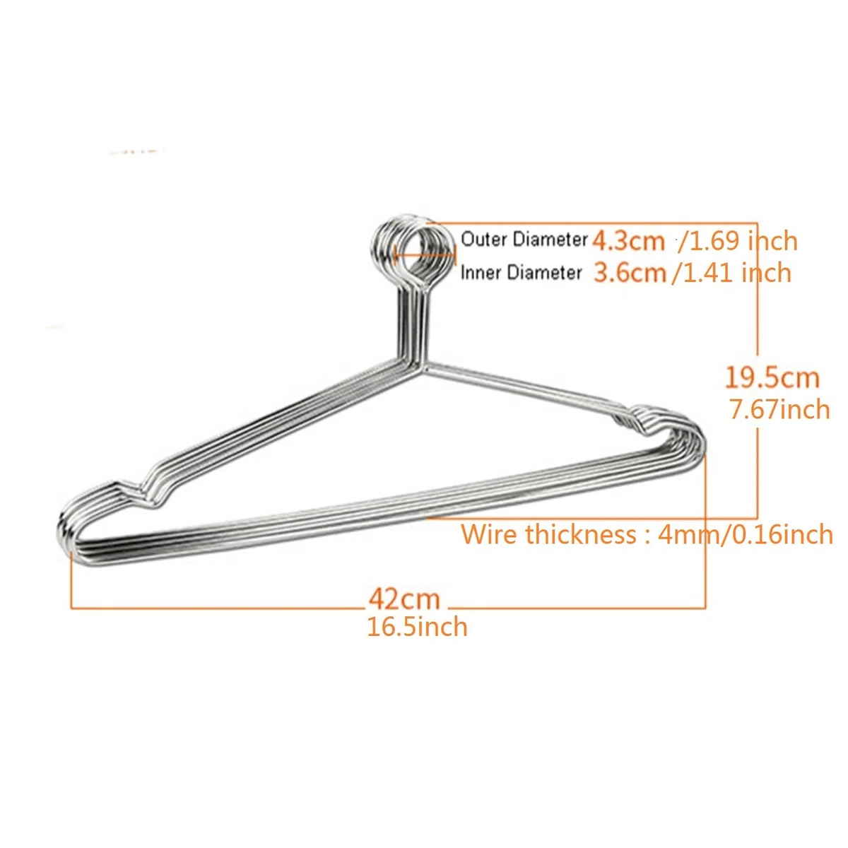 10 perchas de seguridad de acero inoxidable para ropa, de metal, antirrobo, para trajes, estilo hotel, con cierre de anillo cerrado