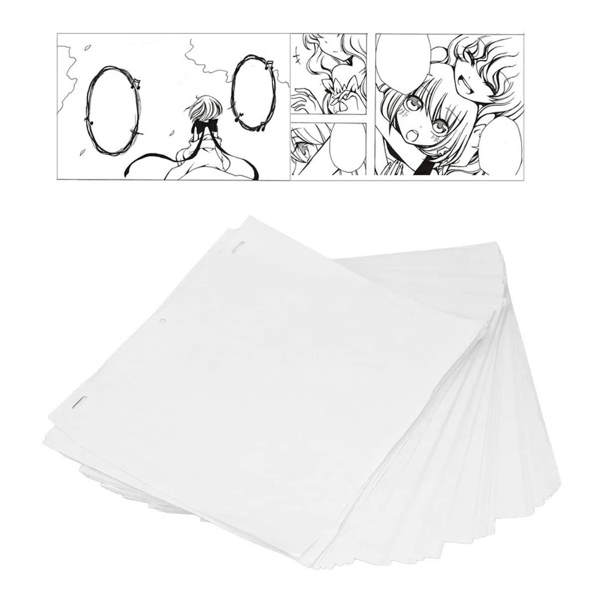 Hztyyier 200 Hojas de Papel de Dibujo, Papel de Posicionamiento de Animación Perforado Translúcido para Papel de Dibujo y Encuadernación Cosida
