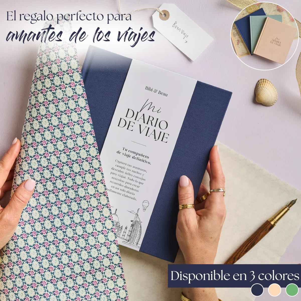 Diario de Viaje & Cuaderno de Aventuras – Scrapbook para Hasta 16 Viajes (Crema)