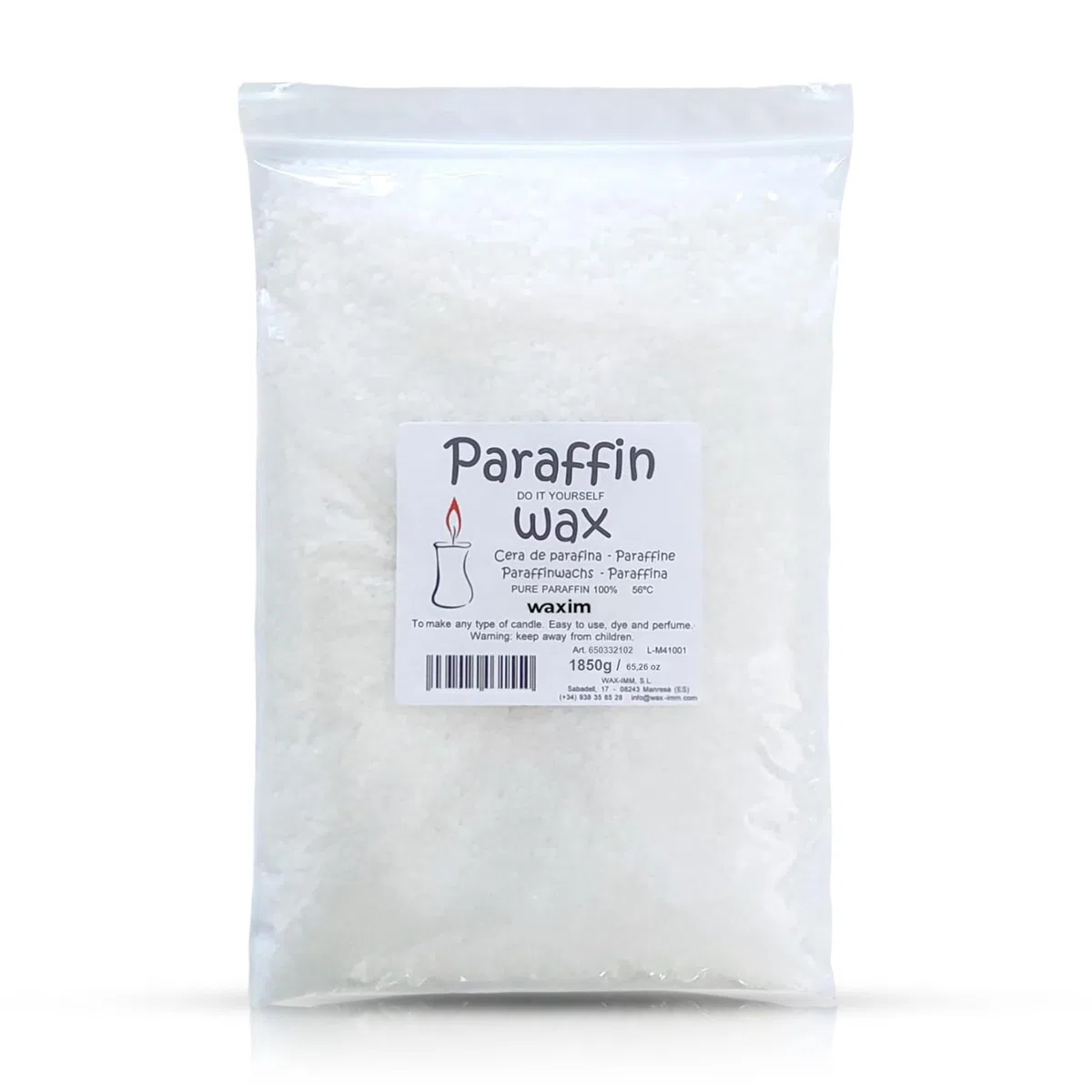 WAXIM Cera de Parafina 1,85 kg en Perlas Blanca | Parafina Refinada para Velas Caseras y Artesanales | Cera Granulada para Velas Aromáticas, DIY, Manualidades y Velas Decorativas y economicas