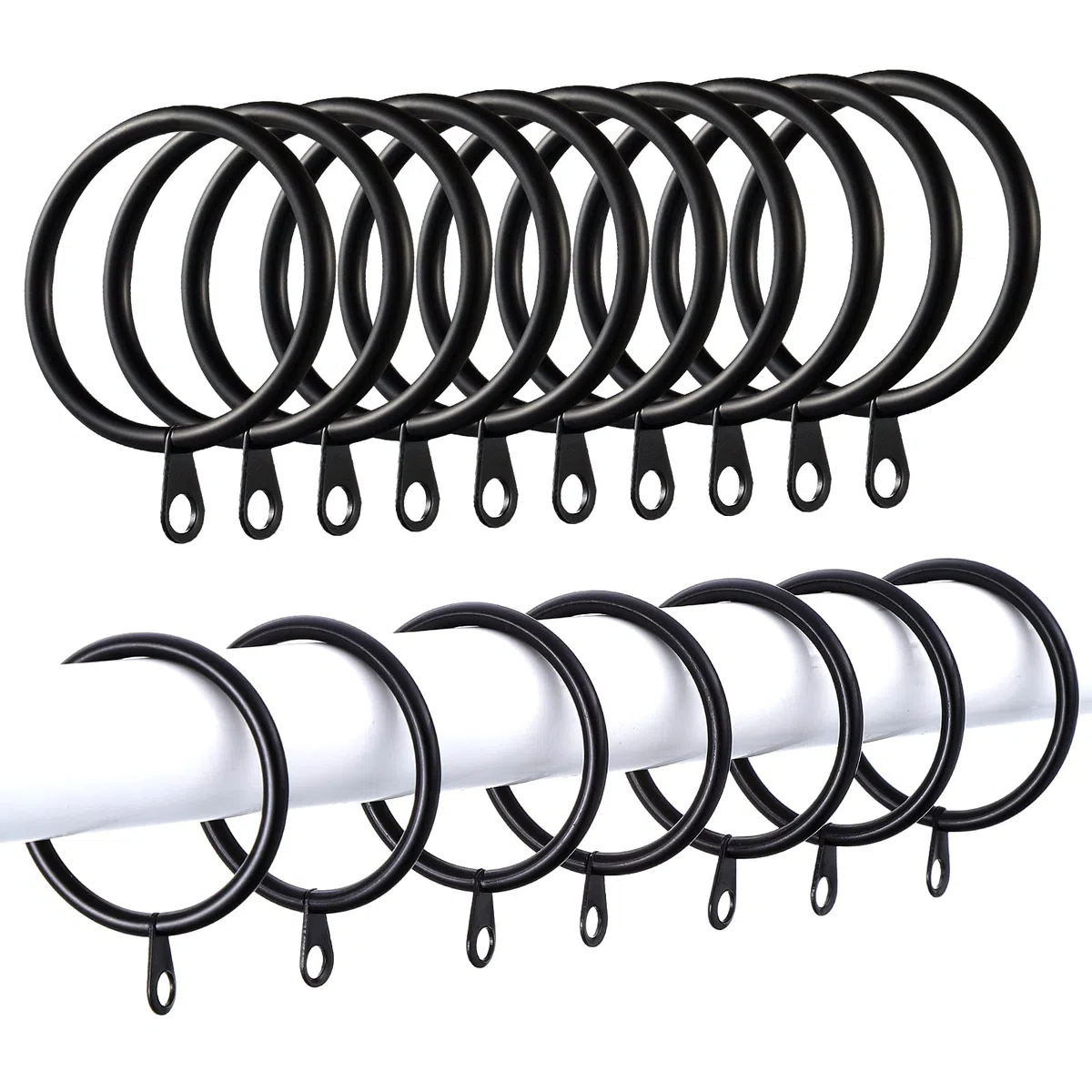 60 Piezas Anillas para Cortinas 38mm de Diámetro Interno de Anillos de Cortina de Metal Anillas Colgante para Cortina y Barras (Negro)