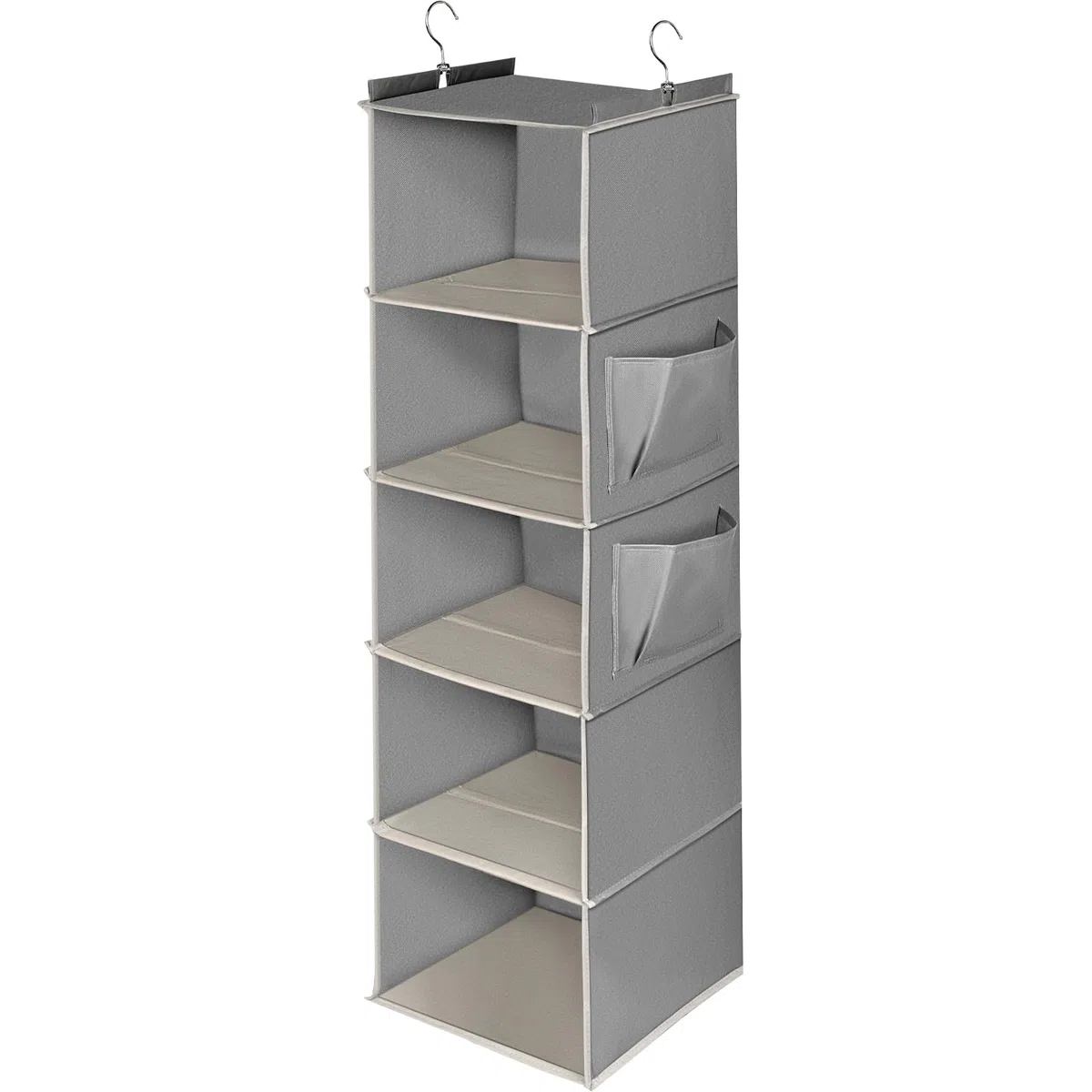 Cozary Organizador Armario Colgante 5 Compartimentos, Organizador taquilla Vestuario Plegable, Colgante con 2 Bolsillos Laterales - Gris
