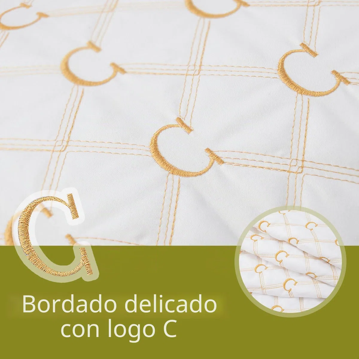 Chilling Home Almohada para dormir de lado con funda, almohada bordada para embarazo, cojín de lactancia, almohada larga para dormir de lado (blanco y dorado)
