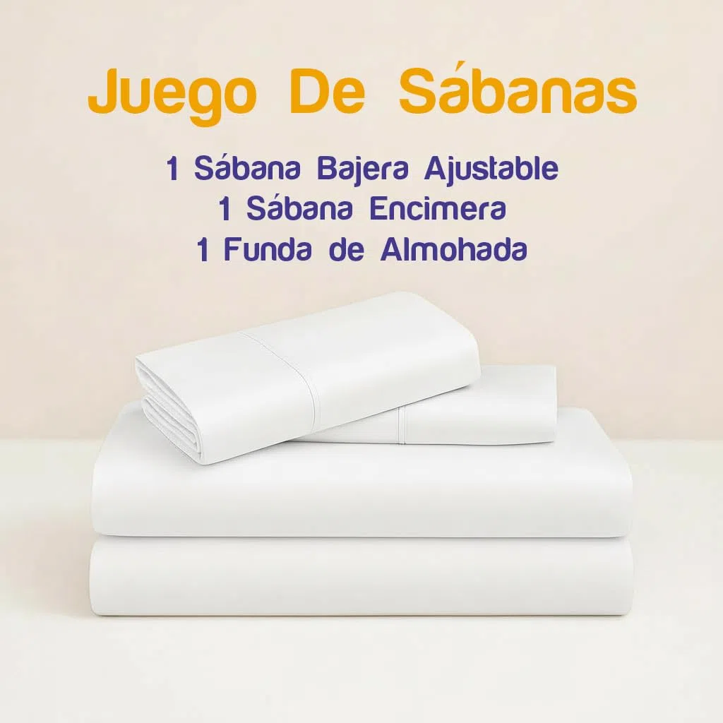 SABANALIA - Juego de Sabanas 90x190 de Hostelería | Blanco | 3 Piezas | Sábana Encimera, Sábana Bajera Ajustable y Funda Almohada | Cama 90x190 | 50% Algodón - 50% Poliéster