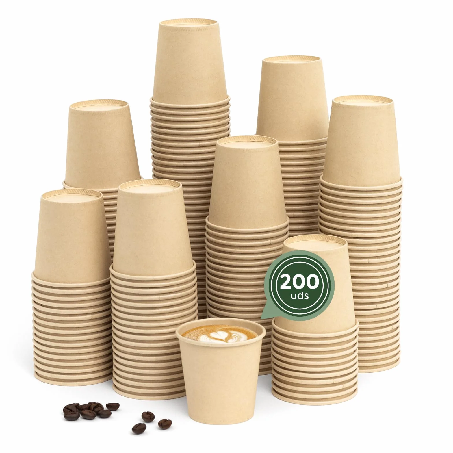 MAXI PRODUCTS - Vasos Café Desechables Kraft - Vasos Cartón - Vasos Desechables Catering - Vasos Café para Llevar - APTO BEBIDAS CALIENTES Y FRÍAS (120 cc, 200 unidades)