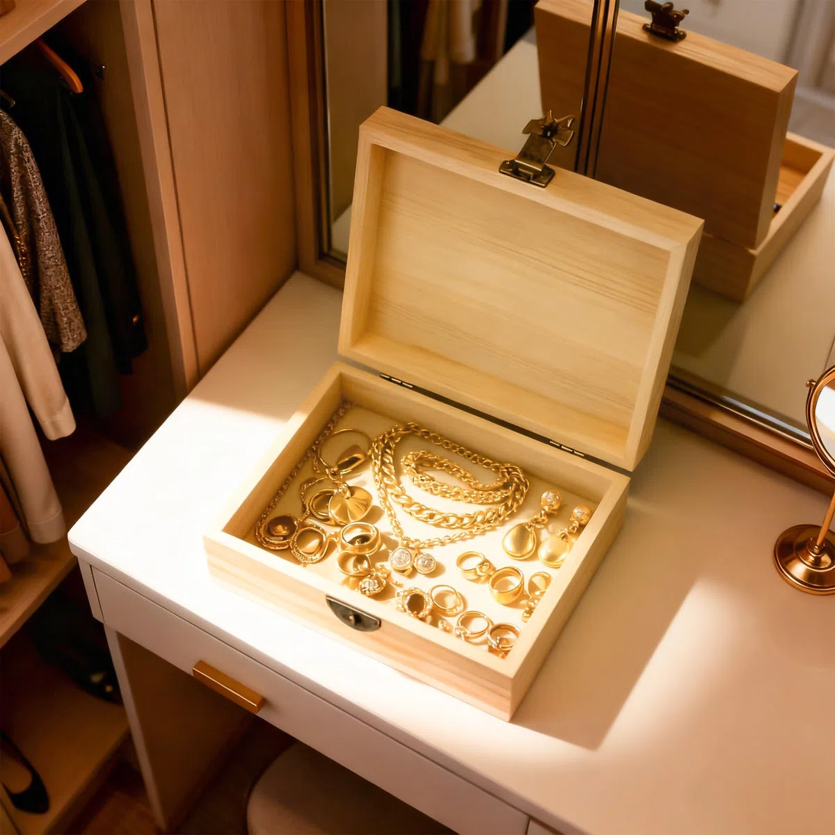 GBKDQQ 6 cajas de madera con tapa, 15 x 10 x 5 cm, caja pequeña de madera con bisagras y cerradura, caja de almacenamiento, caja de joyas, cofre del tesoro de madera para envolver regalos