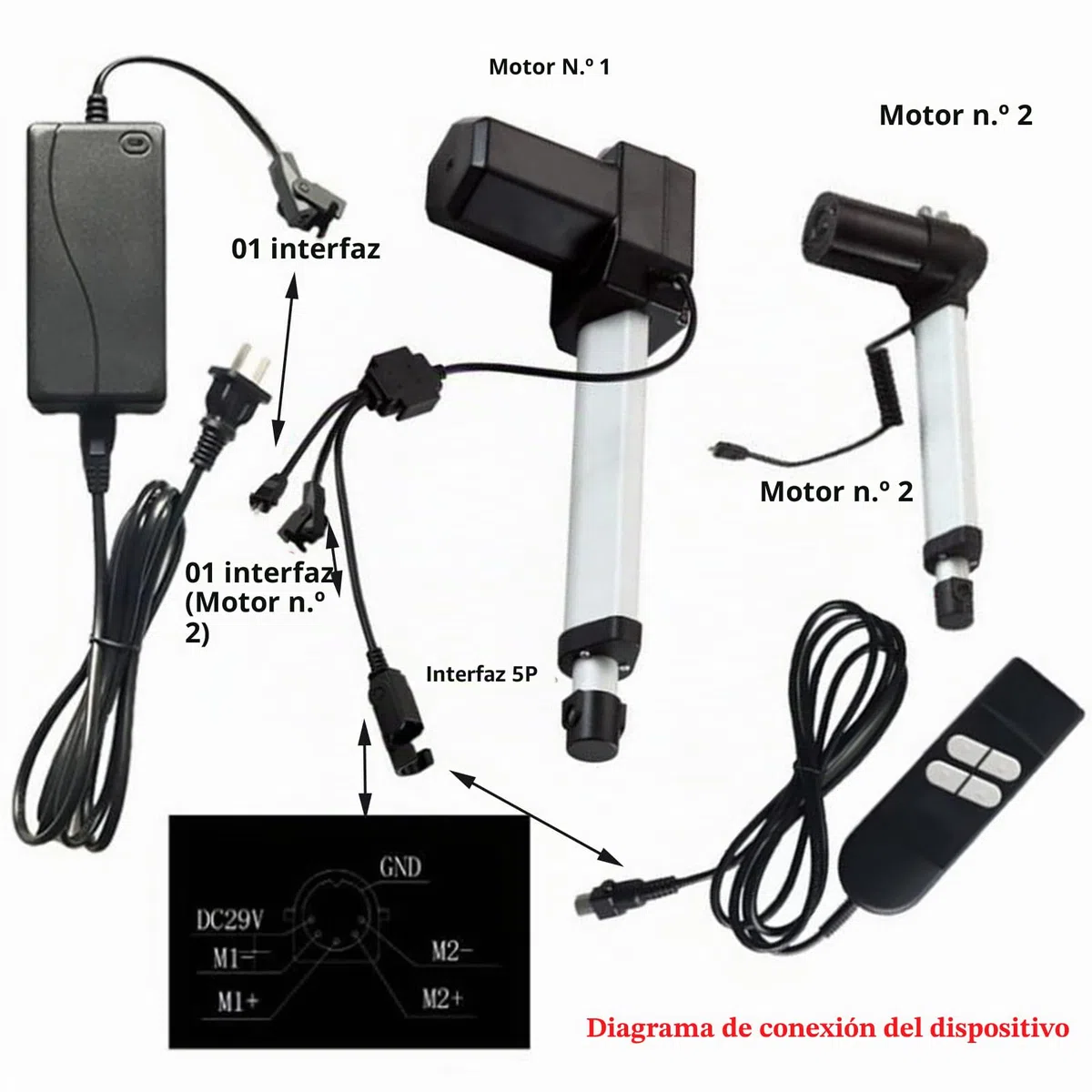 Controlador de Mano para sillón reclinable, Interruptor Manual con 4 Botones y 5 Pines, Control de Silla elevadora para sillas de Oficina Principal, Silla reclinable, Control Manual