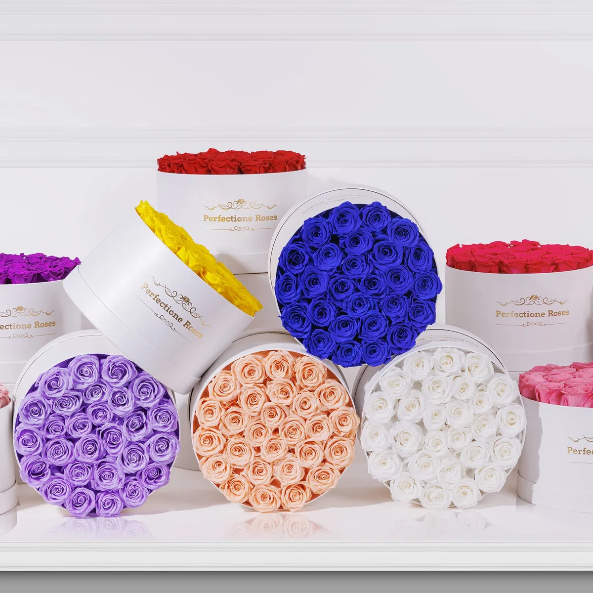 Perfectione Roses Forever - Rosas reales en una caja, rosa preservada que dura hasta 3 años, flores para entrega, regalo de cumpleaños, día de San Valentín para ella, flor del día de la madre (morado)
