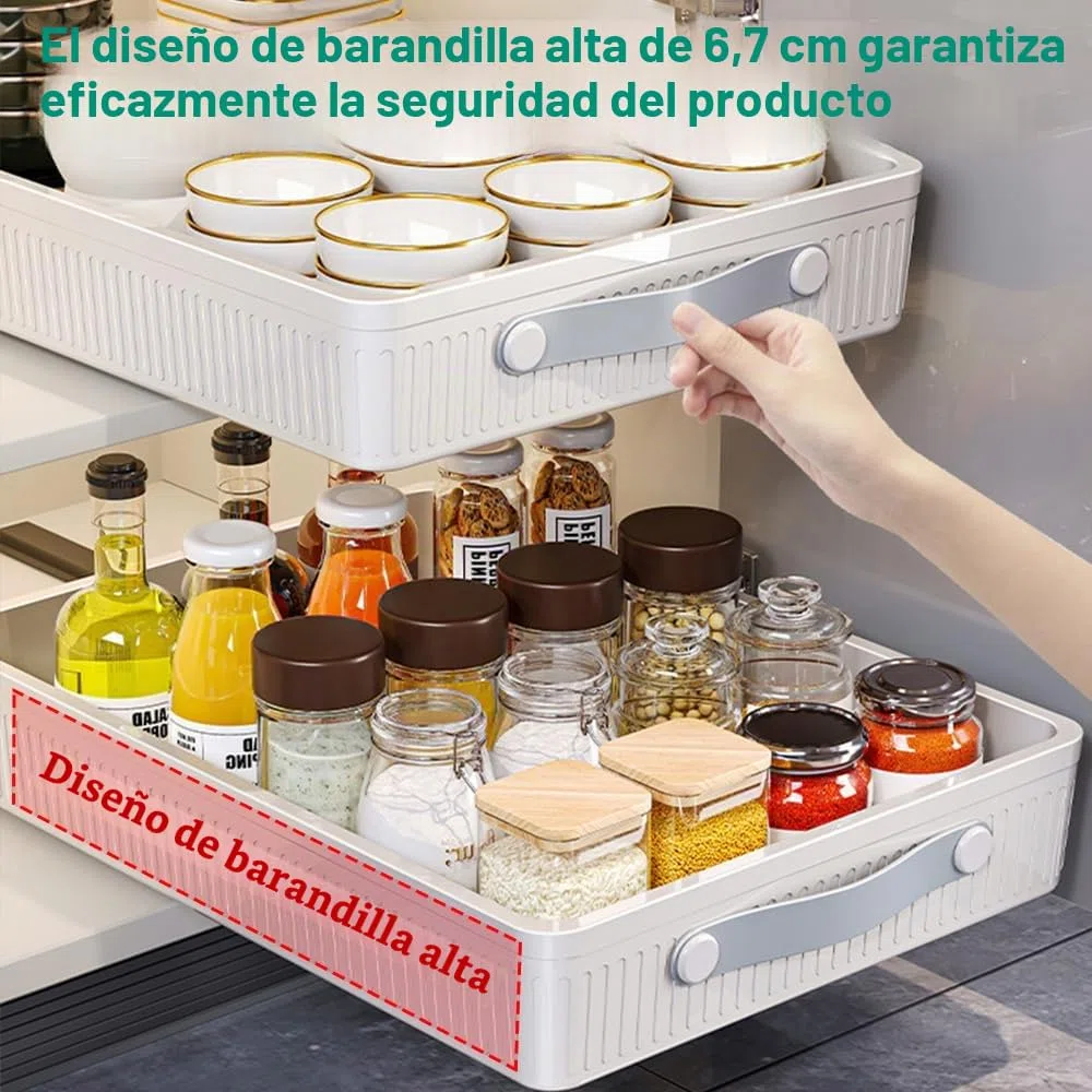 Cajones Extraibles para Cocina 39.7x24.3x6.7cm Cajón Telescópico Armario Cocina Bandejas/Baldas Extraibles Armarios con Tiras de Pegamento en los Rieles del Cajón para Poner Bajo Un Fregadero