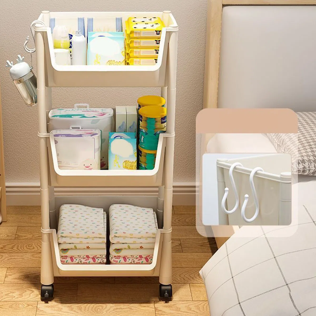 Organizador de Libros para Carrito con Ruedas – Multi – Estantería de Almacenamiento móvil – Carrito Compacto de Utilidad | Stationery Snacks Organizador para Espacios pequeños Espacios