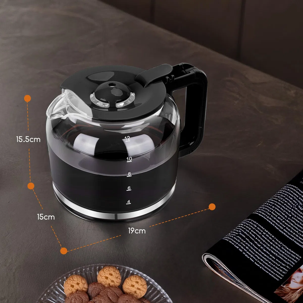 Taylor Swoden - Jarra de cristal para su cafetera Taylor Swoden 300105QUK, Capacidad: 12 tazas, 1,5 L, potencia calorífica 950 W