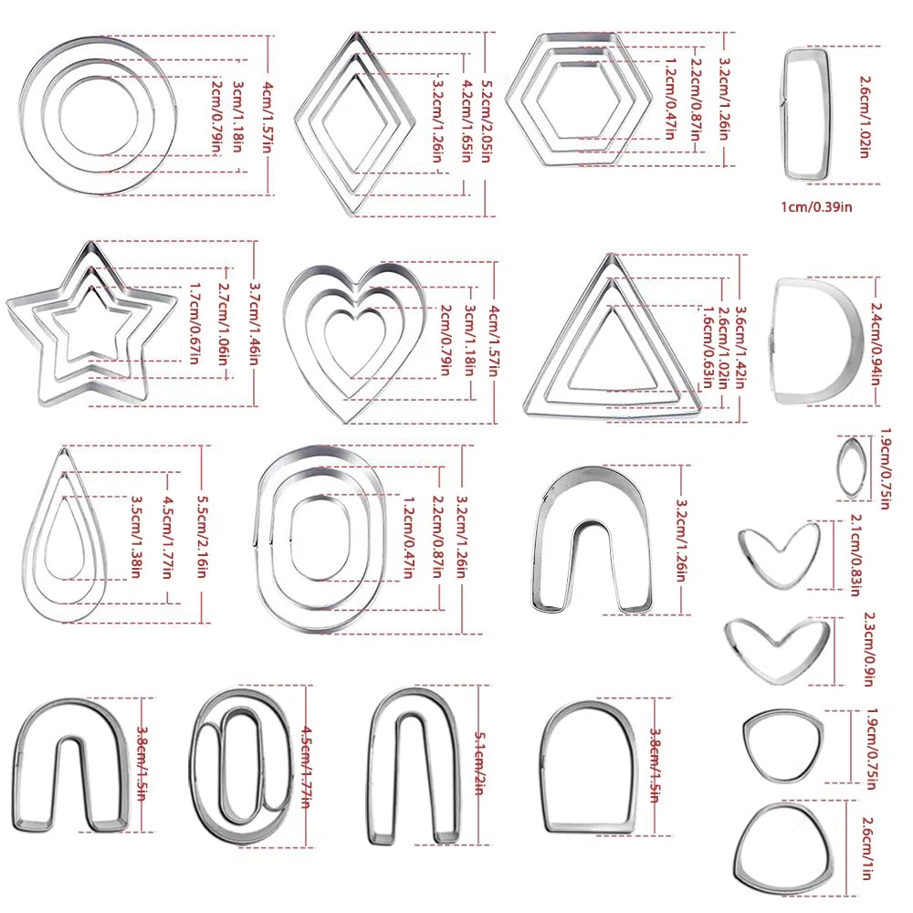 AIFUDA - 134 cortadores de arcilla polimérica, 16 formas, 48 moldes en forma de círculo y 50 accesorios para aretes